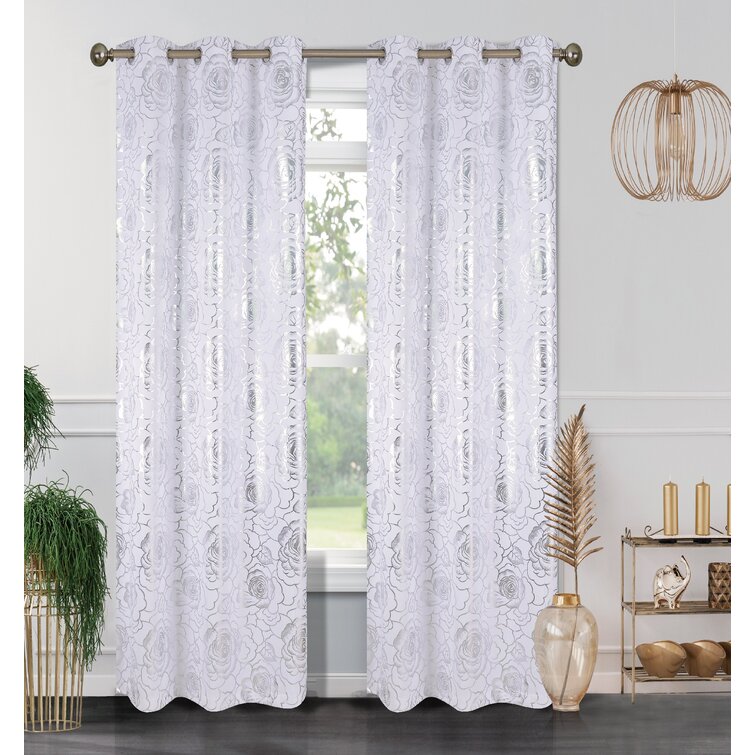 Nevitt Floral with Metallic Blackout Thermal Grommet Curtain Panels